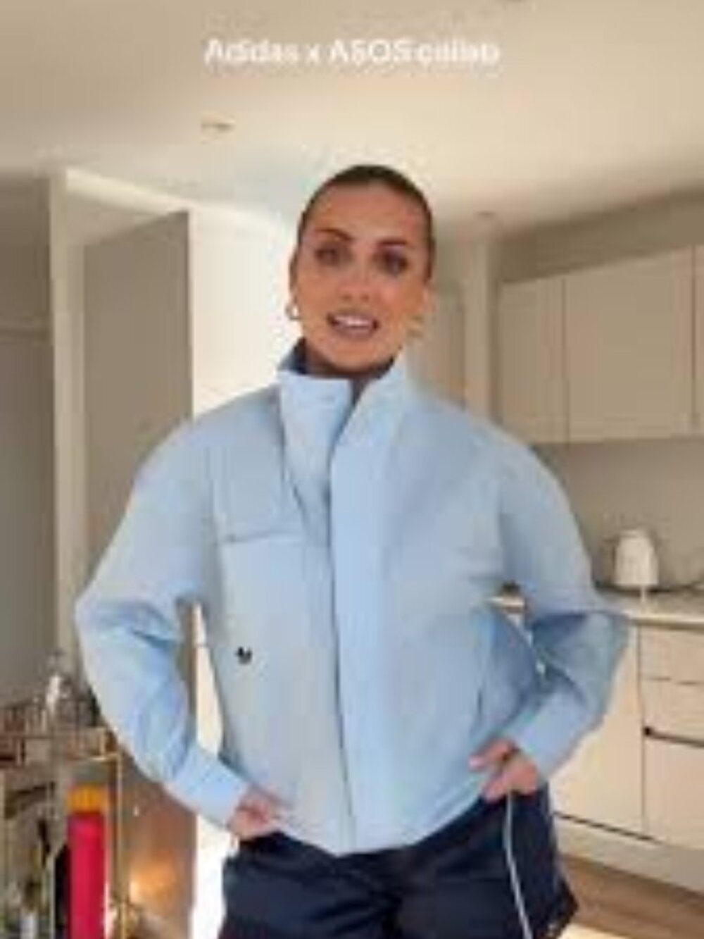 adidas Originals x ASOS funnel neck shirt in blue - size medium - Picture 6 of 9